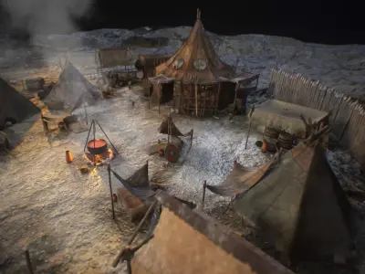 Top-Down Barbarian Camp - LowPoly Low-poly 3D model