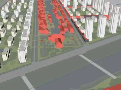 Urban highrise building building ancillary building commercial 3D model