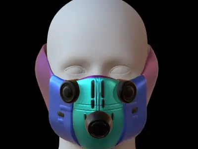 Gas mask helmet 3d model scifi Low-poly  Low-poly 3D model 547