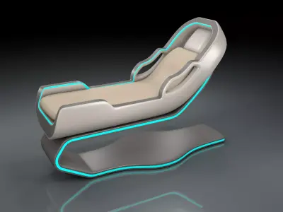 Sci fi Bed 3D model 2
