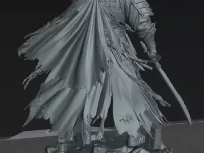 Samurai Crimson Daimyo Samurai 75mm STL Display Miniature 3D print model