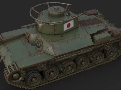 Tank Type 97 Chi Ha Green Japan Mental ray 3D model