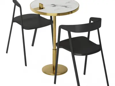 Cafe table and chair 01 Free 3D model