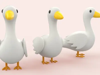 Cartoon Duck Animal Style Cute Low-poly 3D model