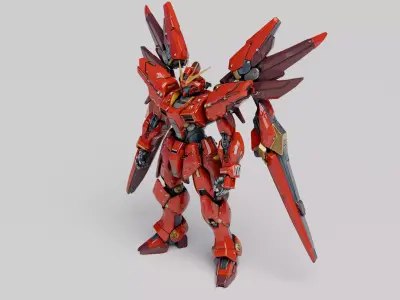 Sci-Fi Futuristic Red Robot Warrior Bundle with PBR Textures 3D model