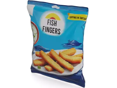 Frozen pizzas and snacks Fish Fingers Low-poly 3D model