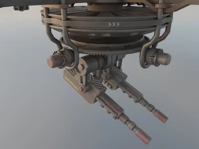 Sci-Fy futuristic assault drone Pentacopter Low-poly 3D model