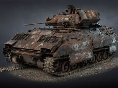 M2 Bradley Destroyed Low-poly 3D model