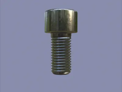 Steel Stained M10 Bolt Allen Cap with PBR 4K Textures 3D model