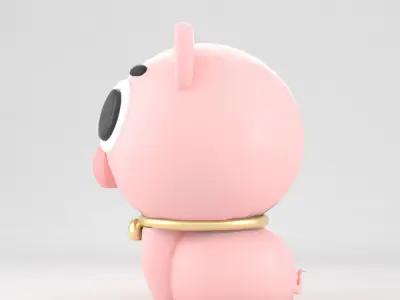 pig 3d cartoon Low-poly 3D model