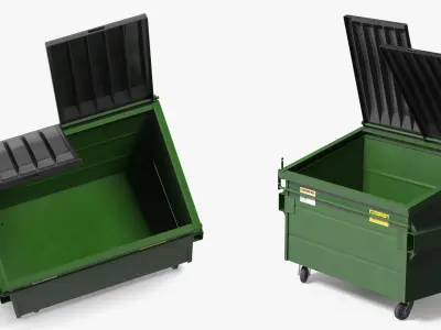 Commercial Trash Dumpster Green Clean 3D model