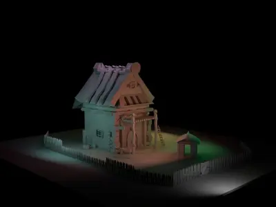 03Game model haunted house Low-poly 3D model