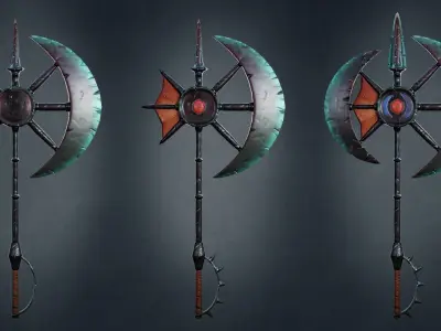 Stylized Water Axe Game Ready Low-poly 3D model