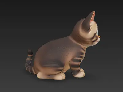 Cat Kitten Realistic 3D Model Basic - Low Poly Realistic Low-poly 3D model
