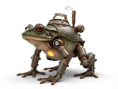 Steampunk Mechanical Frog 3D Model Low-poly 3D model