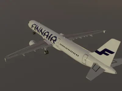 Finnair airbus a321-211 low poly 3d model  Low-poly 3D model
