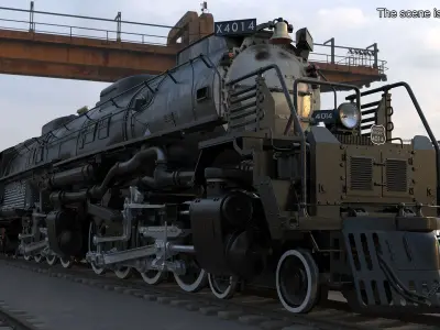 Locomotive Big Boy with Trailed Tender Rigged 3D model purchase