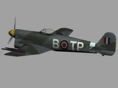 Hawker Typhoon WWII RAF fighter plane 3D model