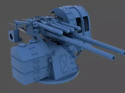Yamato type 89 AA turret - Commercial license - 1-100 scale 3D print model