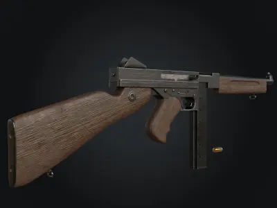 M1A1 Thompson Submachine gun Low-poly 3D model purchase