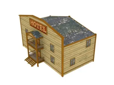 Western hotel Free low-poly 3D model
