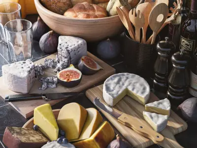  Brie Cheese Wedges Food Model 