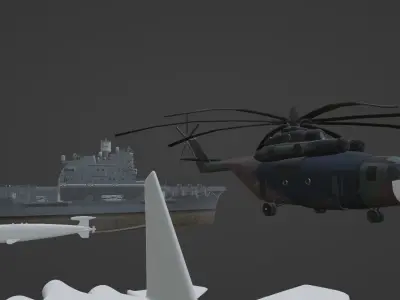 Military bundle - aircraft carrier and weapons Free 3D model