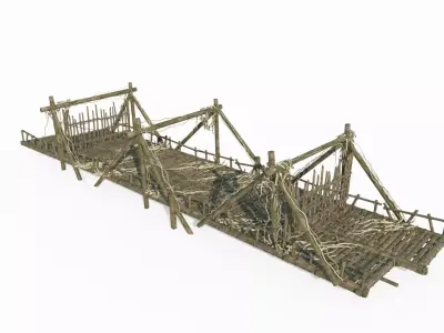 Outdoor Wooden Bridge Level 3D model
