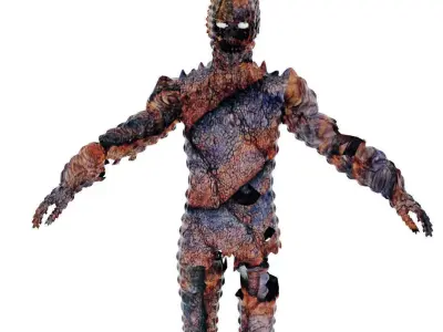 3D Fish Man Character And 75 Animation Low-poly 3D model