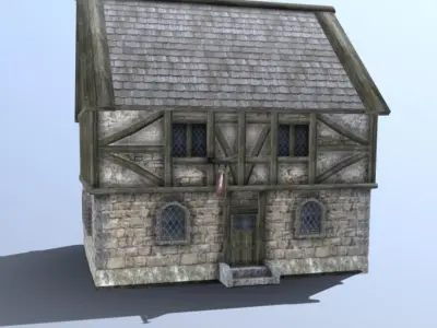 Medieval Tudor Tavern Low-poly 3D model