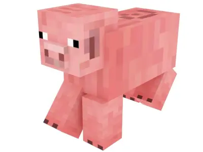 Walking Minecraft Pig 3D model