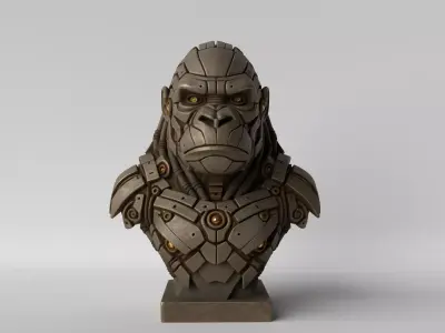 Cyber Gorilla  Futuristic Mecha Gorilla Bust 3D print model