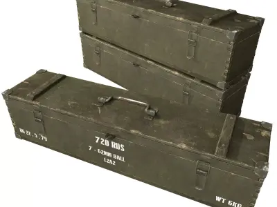 Military Wooden Crate Army Low Poly Low-poly 3D model