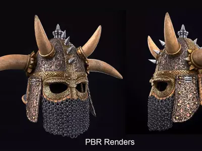 Norse Warlord Helmet PBR 3D model