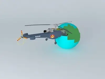 The Helicopter Crash Into The Sphere Free 3D model