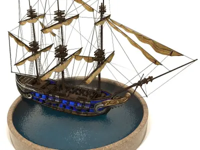 Pirate Ship Low-poly 3D model