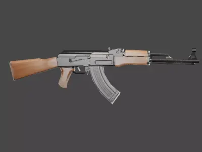 Ak-47 ak - rifle Low-poly 3D model 6