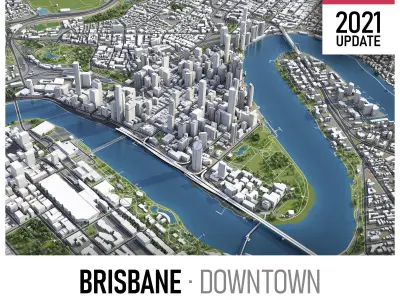 Brisbane Low-poly 3D model