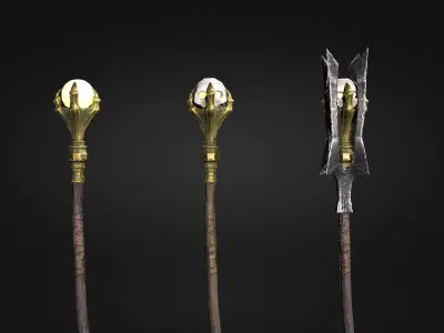 Low Poly Modular Weapon - Scepter Stick Low-poly 3D model