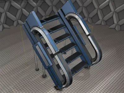 Sci-Fi Stairs - 4 - Blue Version  Low-poly 3D model