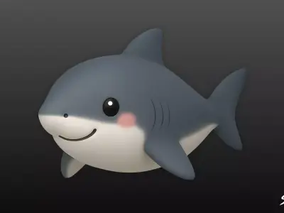 Cartoon Plush Shark Low-poly 3D model