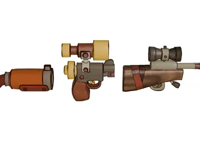Cartoony Guns Free low-poly 3D model