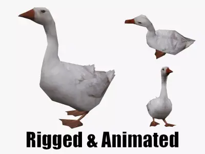 low-poly animated duck Low-poly 3D model