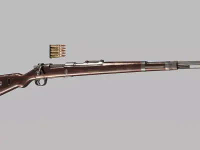 mauser-karabiner-98k rifle with two cartridges 3D model