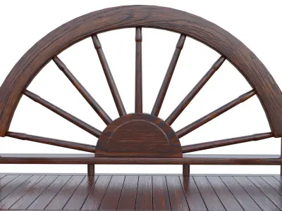 Rustic Bench Low-poly 3D model