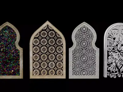  Church window and door 3D model