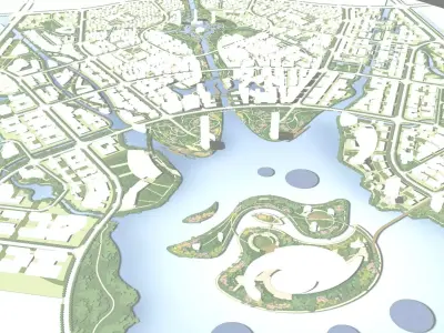 Urban highrise building building ancillary building commercial 3D model