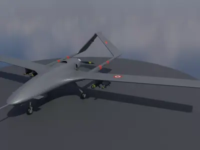 Bayraktar TB2 Turkish Unmanned Aerial Vehicle UAV Low-poly 3D model