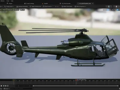 Rigged SA342 Gazelle Helicopter Low-poly 3D model