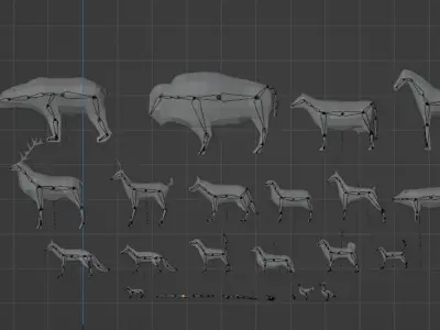 22 low poly animals wild and domestic Low-poly 3D model